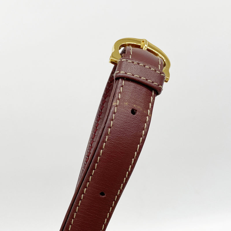【6ie7100】カルティエ ショルダーバッグ マスト レザー ボルドー ゴールド金具【中古】レディース