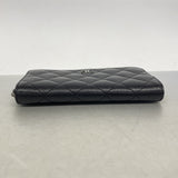 【6ie7110】シャネル 財布 マトラッセ キャビアスキン ブラック シルバー金具【中古】レディース