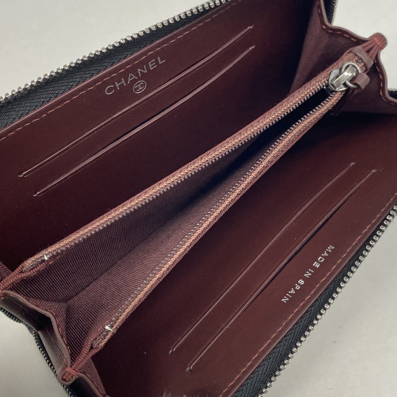 【6ie7110】シャネル 財布 マトラッセ キャビアスキン ブラック シルバー金具【中古】レディース