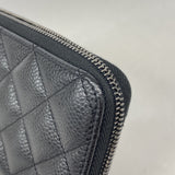 【6ie7110】シャネル 財布 マトラッセ キャビアスキン ブラック シルバー金具【中古】レディース