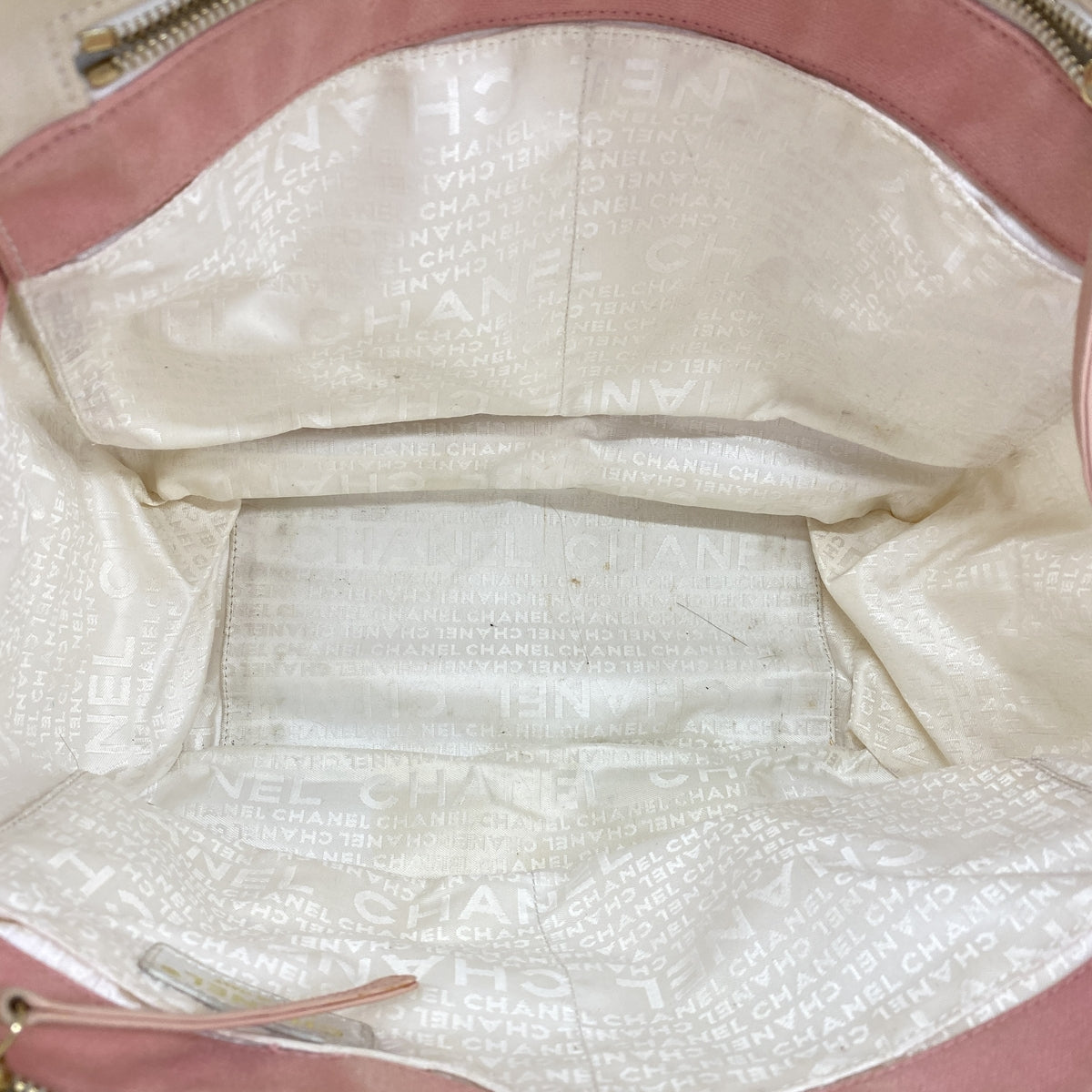 【6ie7120】シャネル ハンドバッグ マシュマロ キャンバス ホワイト ピンク ゴールド金具【中古】レディース