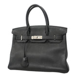 【6ie7132】エルメス ハンドバッグ バーキン30 トゴ ブラック シルバー金具 □M刻印【中古】レディース
