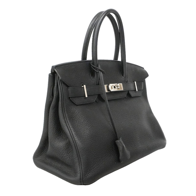【6ie7132】エルメス ハンドバッグ バーキン30 トゴ ブラック シルバー金具 □M刻印【中古】レディース