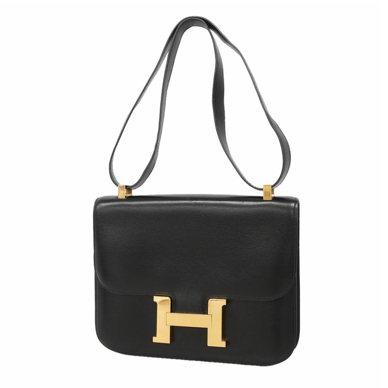 【6ie7133】エルメス ショルダーバッグ コンスタンス23 ボックスカーフ ブラック ゴールド金具 〇P刻印【中古】レディース