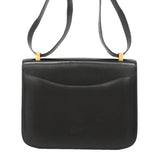 【6ie7133】エルメス ショルダーバッグ コンスタンス23 ボックスカーフ ブラック ゴールド金具 〇P刻印【中古】レディース