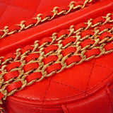 【6ie7136】シャネル バニティバッグ マトラッセ チェーンショルダー ラムスキン レッド ゴールド金具【中古】レディース