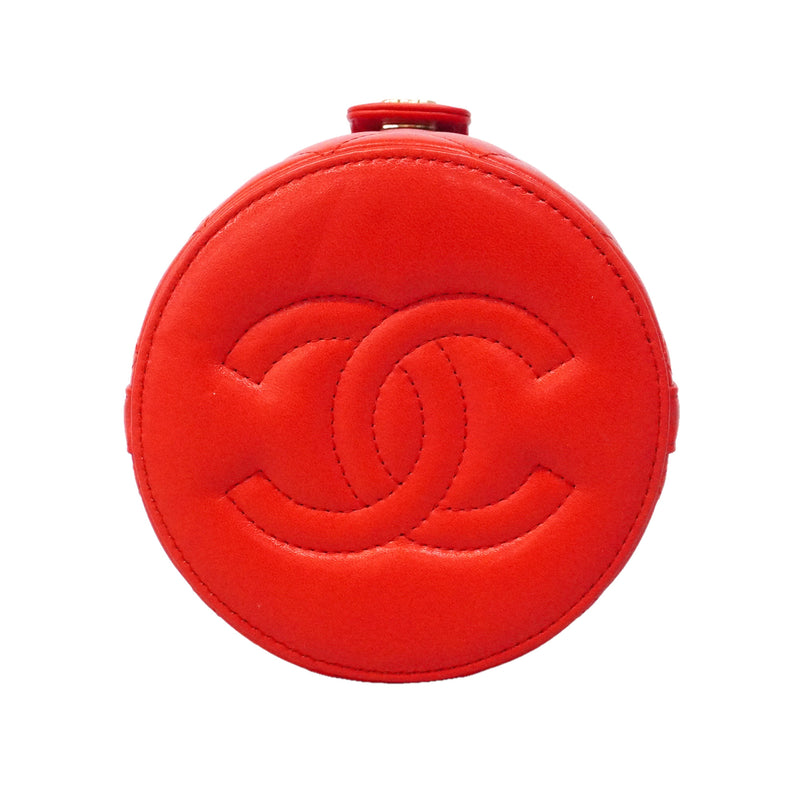 【6ie7136】シャネル バニティバッグ マトラッセ チェーンショルダー ラムスキン レッド ゴールド金具【中古】レディース
