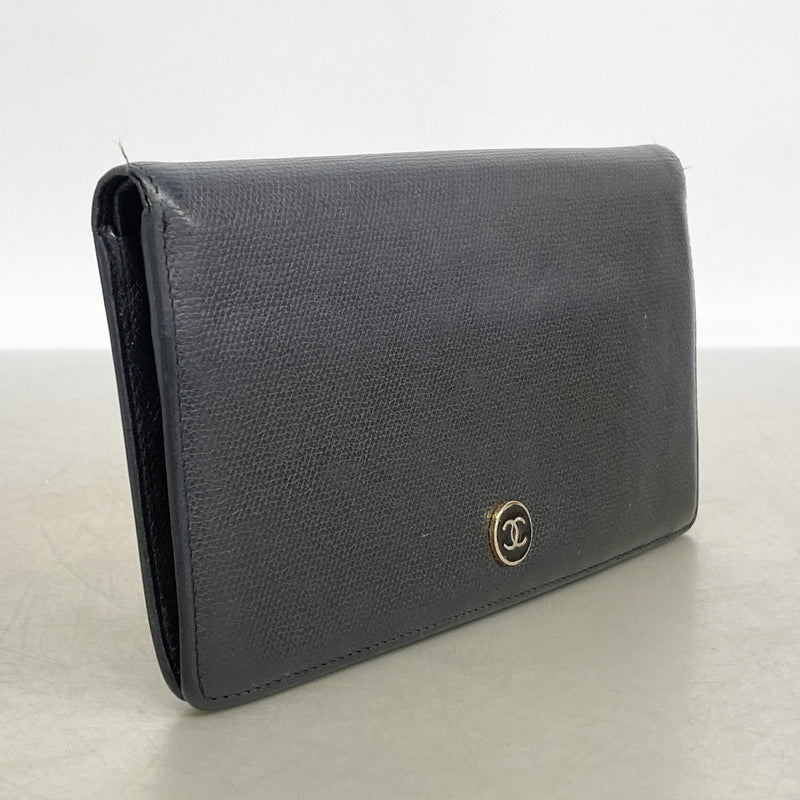 【6ie7149】シャネル 長財布 ココボタン レザー ブラック ゴールド金具【中古】レディース