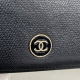 【6ie7149】シャネル 長財布 ココボタン レザー ブラック ゴールド金具【中古】レディース