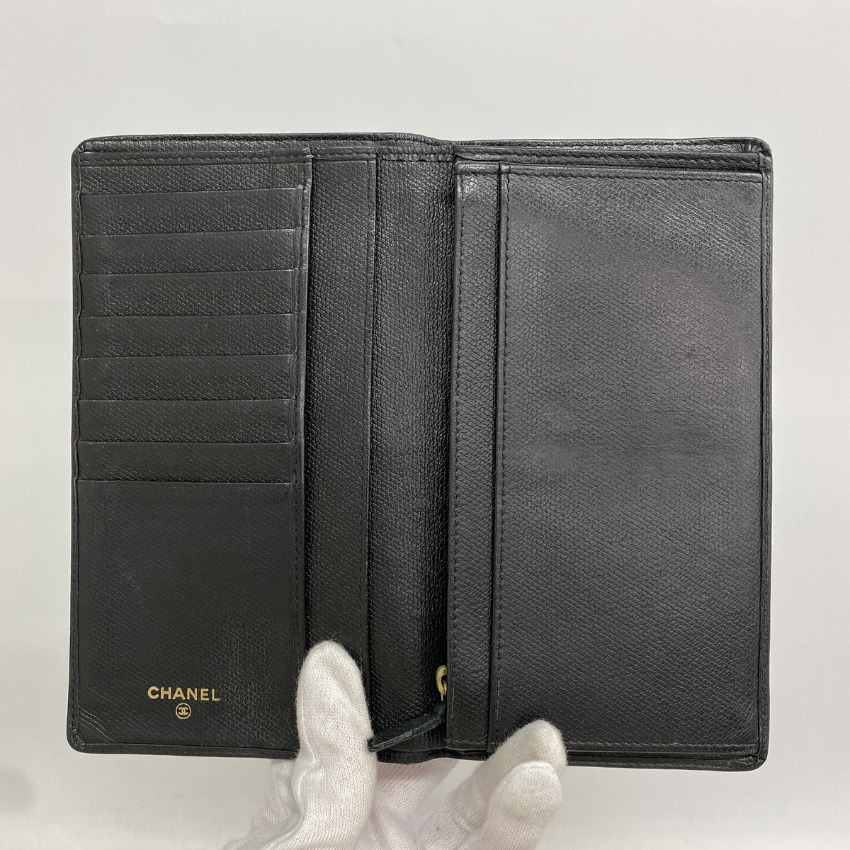 【6ie7149】シャネル 長財布 ココボタン レザー ブラック ゴールド金具【中古】レディース