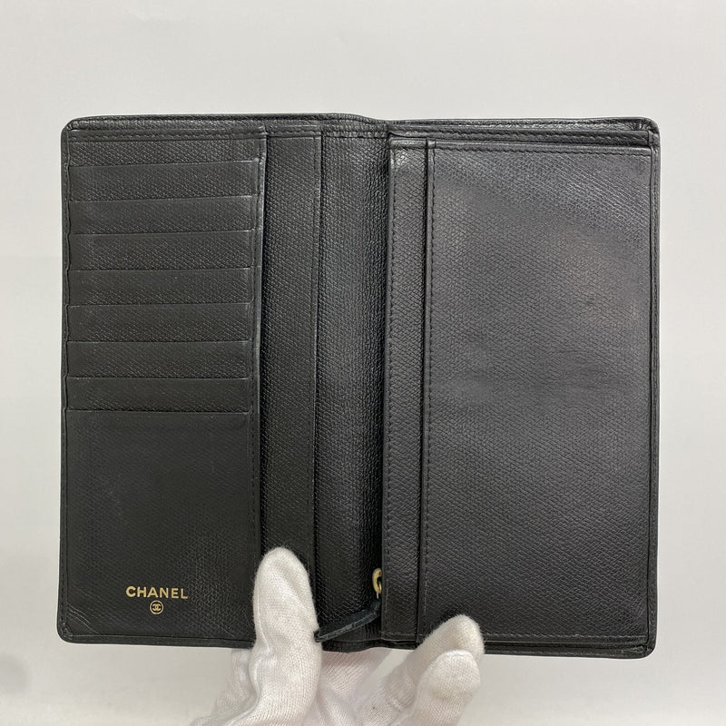 【6ie7149】シャネル 長財布 ココボタン レザー ブラック ゴールド金具【中古】レディース