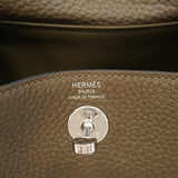 【6ie7159】エルメス ハンドバッグ リンディミニ トリヨンクレマンス ヴェールロデン シルバー金具 G刻印【中古】レディース