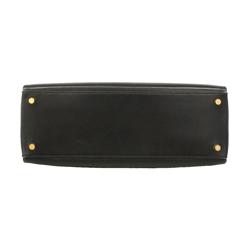 【6ie7162】エルメス ハンドバッグ ケリー32 ボックスカーフ ブラック ゴールド金具 □D刻印 2wayバッグ【中古】レディース