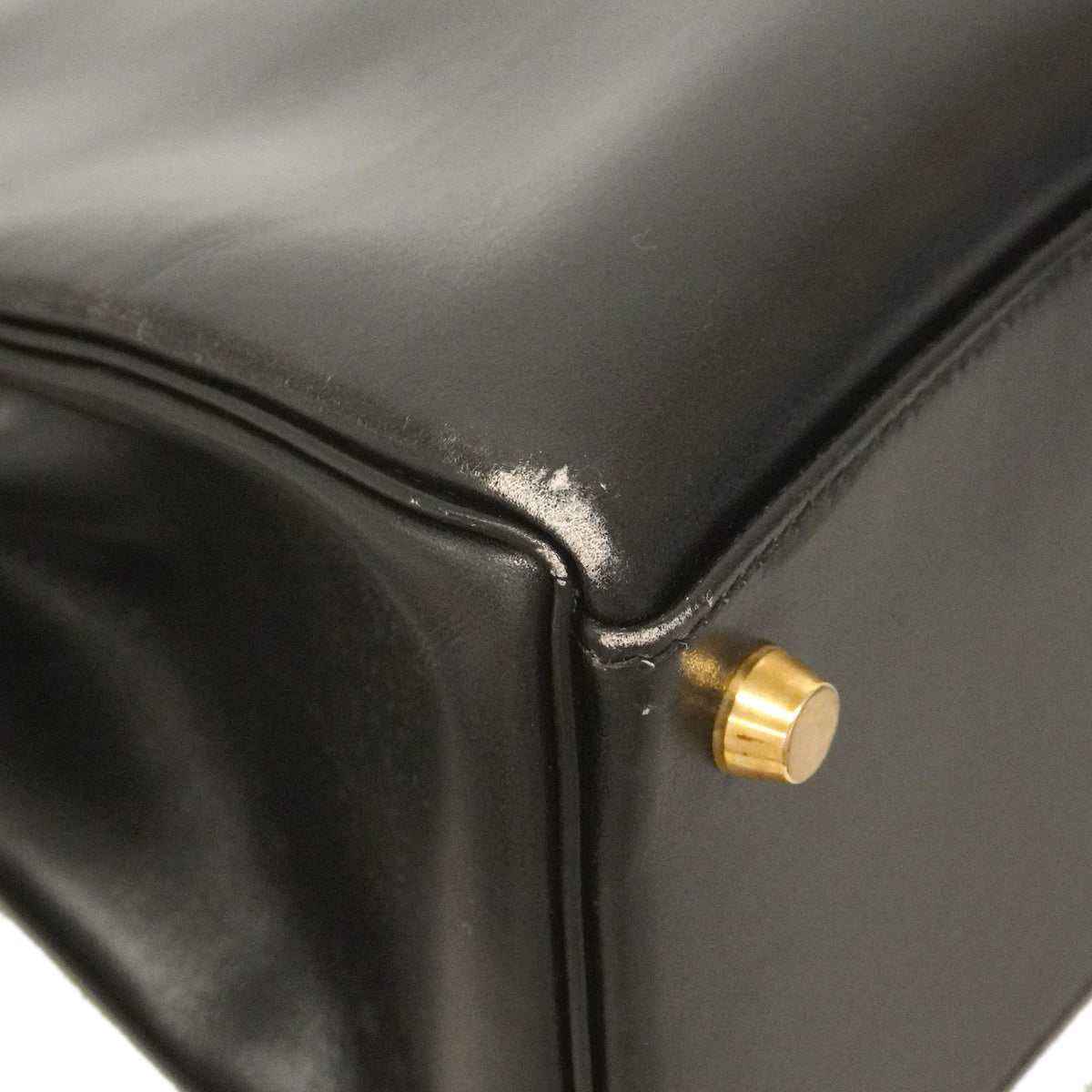 【6ie7162】エルメス ハンドバッグ ケリー32 ボックスカーフ ブラック ゴールド金具 □D刻印 2wayバッグ【中古】レディース