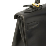 【6ie7162】エルメス ハンドバッグ ケリー32 ボックスカーフ ブラック ゴールド金具 □D刻印 2wayバッグ【中古】レディース