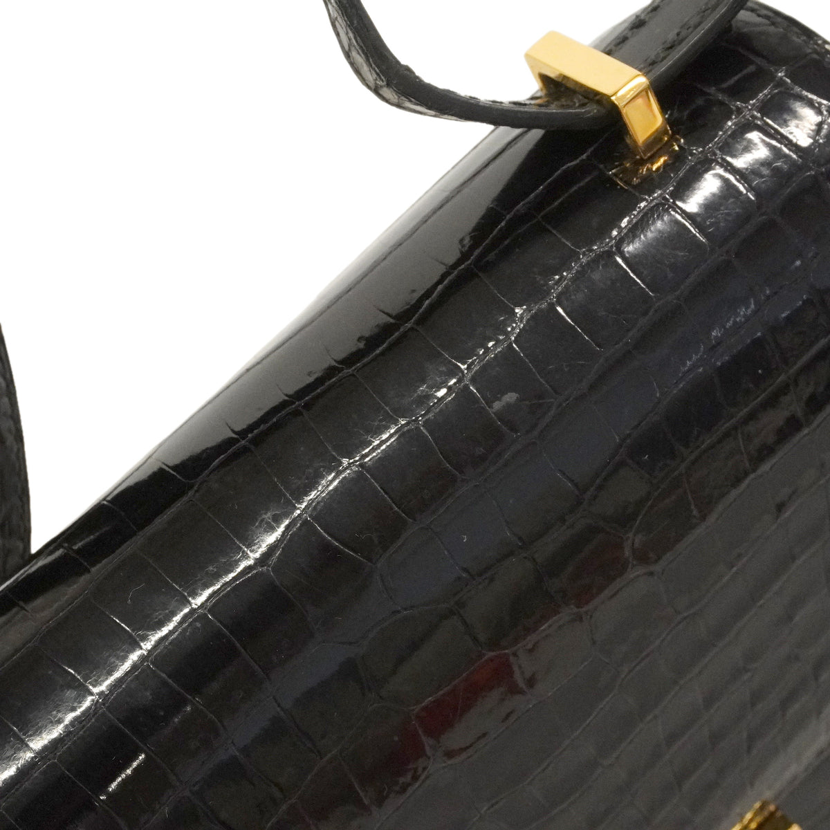 【6ie7163】エルメス ショルダーバッグ コンスタンスミニ ポロサス ブラック ゴールド金具 □C刻印【中古】レディース