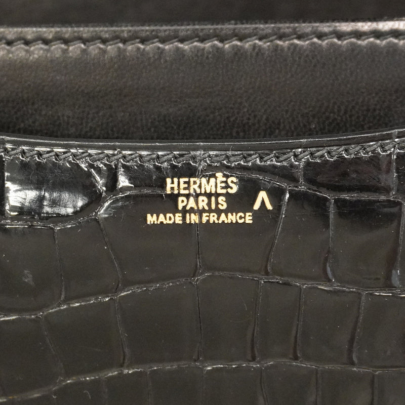 【6ie7163】エルメス ショルダーバッグ コンスタンスミニ ポロサス ブラック ゴールド金具 □C刻印【中古】レディース