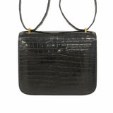 【6ie7163】エルメス ショルダーバッグ コンスタンスミニ ポロサス ブラック ゴールド金具 □C刻印【中古】レディース