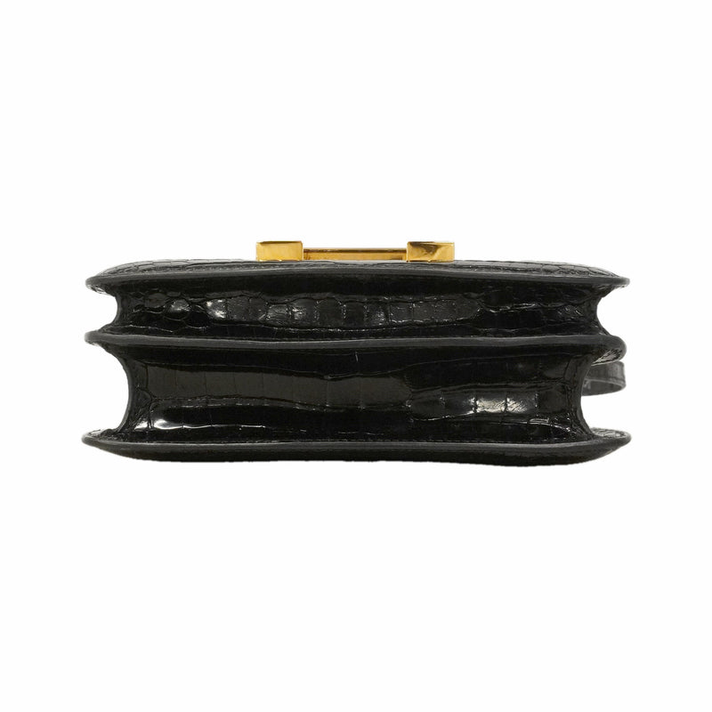 【6ie7163】エルメス ショルダーバッグ コンスタンスミニ ポロサス ブラック ゴールド金具 □C刻印【中古】レディース