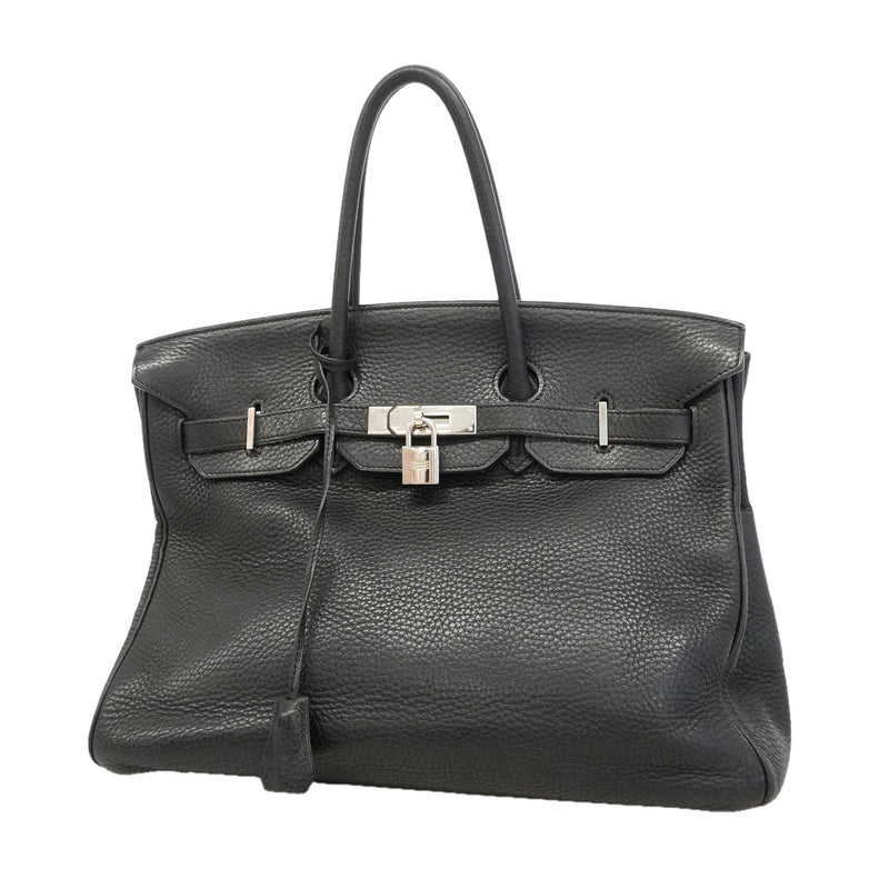 【6ie7170】エルメス ハンドバッグ バーキン35 トリヨンクレマンス ブラック シルバー金具 □K刻印【中古】レディース