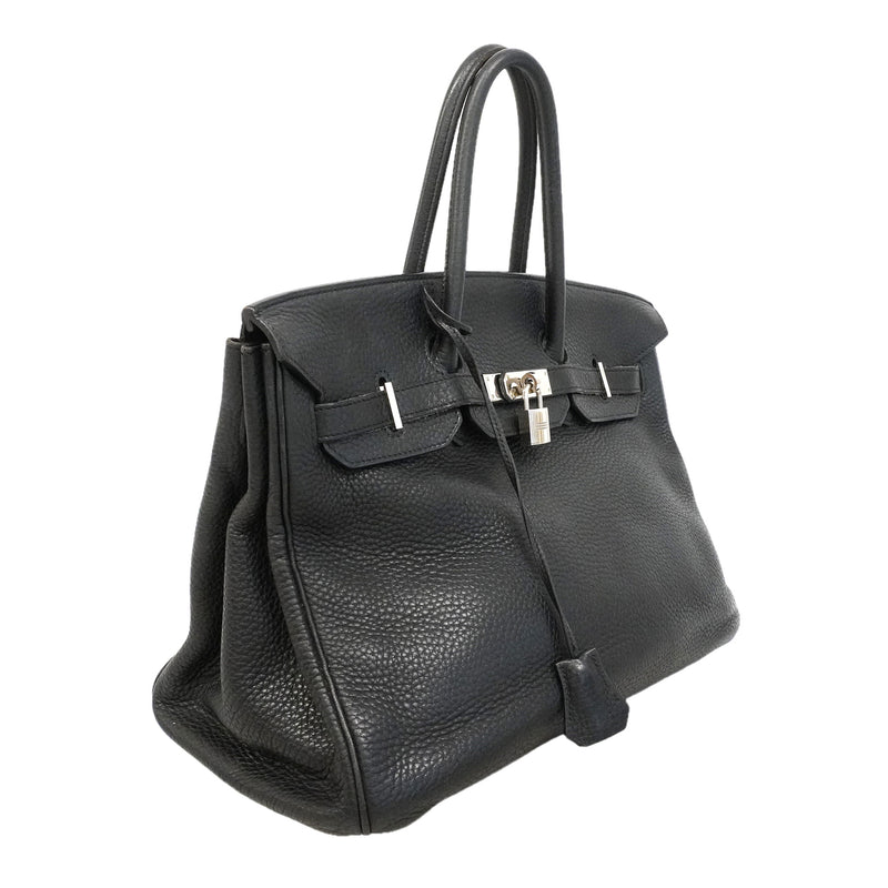 【6ie7170】エルメス ハンドバッグ バーキン35 トリヨンクレマンス ブラック シルバー金具 □K刻印【中古】レディース