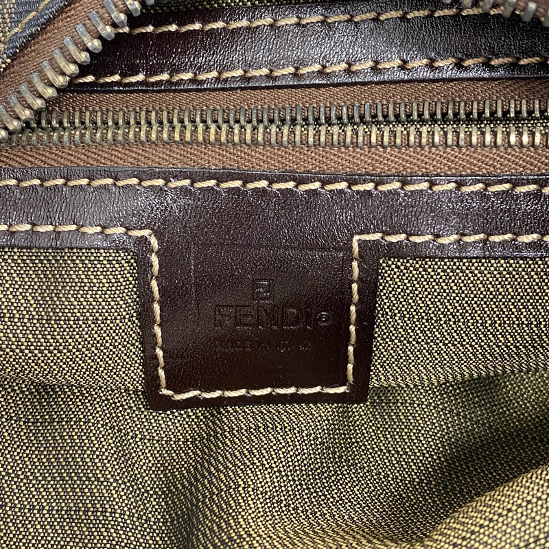 【6ie7174】フェンディ ハンドバッグ ズッカ ナイロンキャンバス ブラウン ゴールド金具【中古】レディース