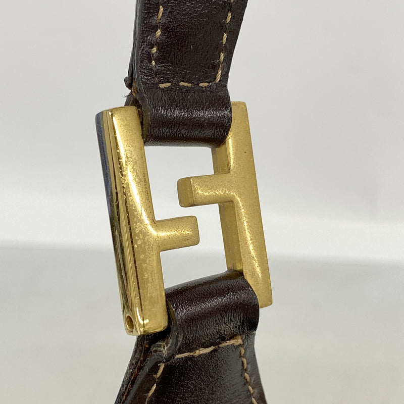【6ie7174】フェンディ ハンドバッグ ズッカ ナイロンキャンバス ブラウン ゴールド金具【中古】レディース