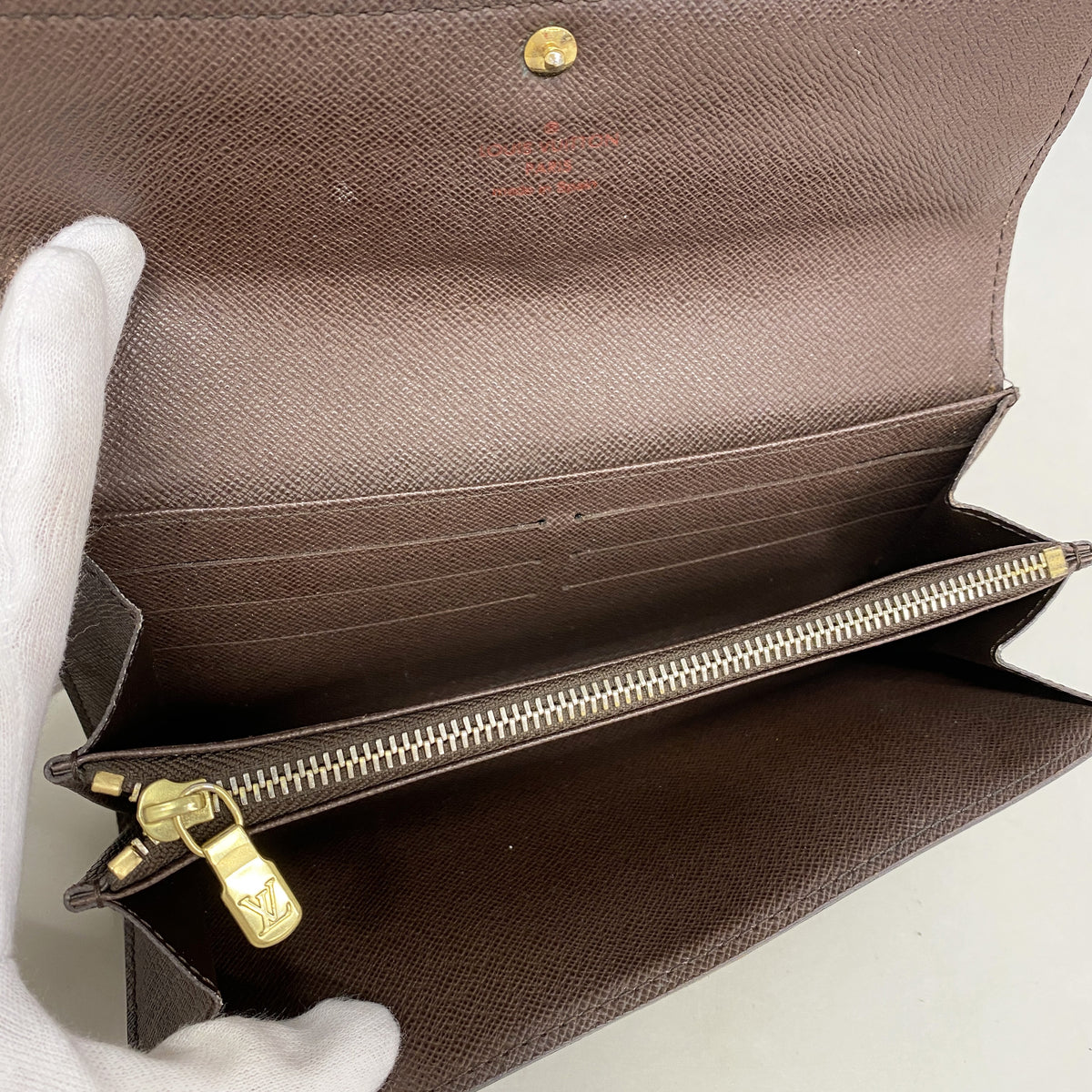 【6ie7180】ルイヴィトン 長財布 ダミエ ポルトフォイユサラ N61734 エベヌ【中古】レディース