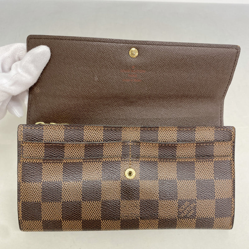 【6ie7180】ルイヴィトン 長財布 ダミエ ポルトフォイユサラ N61734 エベヌ【中古】レディース