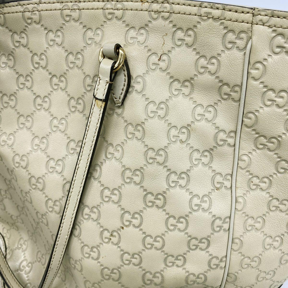 【6ie7183】グッチ トートバッグ グッチシマ 323671 レザー ベージュ ゴールド金具【中古】レディース