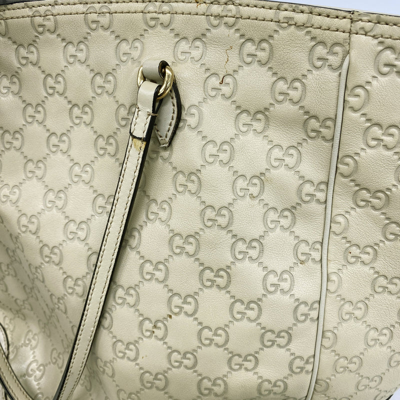 【6ie7183】グッチ トートバッグ グッチシマ 323671 レザー ベージュ ゴールド金具【中古】レディース