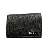 【6ie7184】グッチ カードケース 771152 レザー ブラック シルバー金具【中古】メンズ
