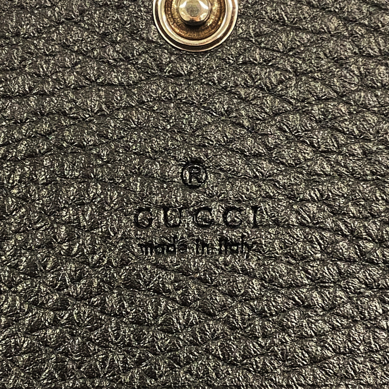 【6ie7184】グッチ カードケース 771152 レザー ブラック シルバー金具【中古】メンズ