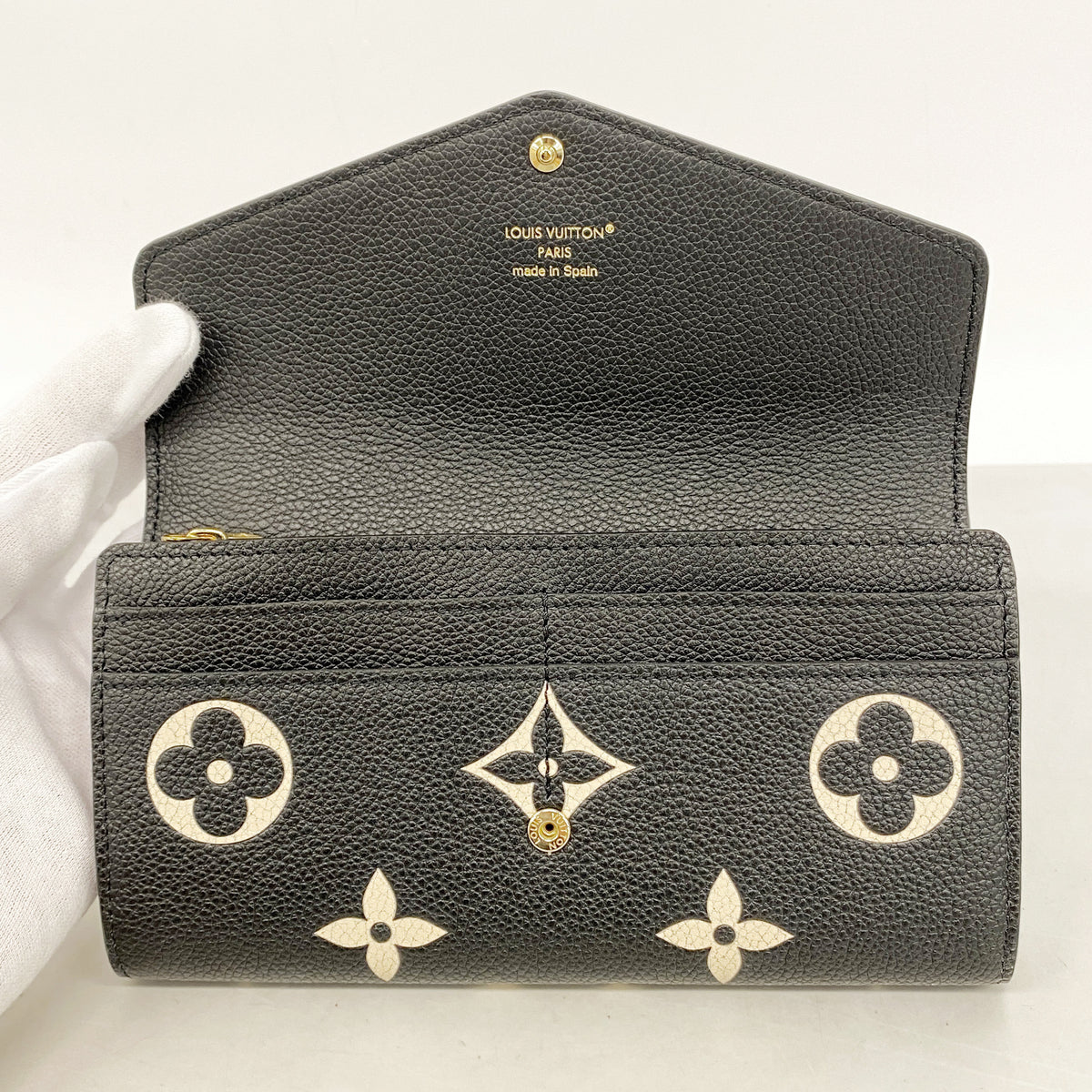 【6ie7188】ルイヴィトン 長財布 モノグラム・アンプラント バイカラー ポルトフォイユサラ M80496 ブラック ベージュ【中古】レディース