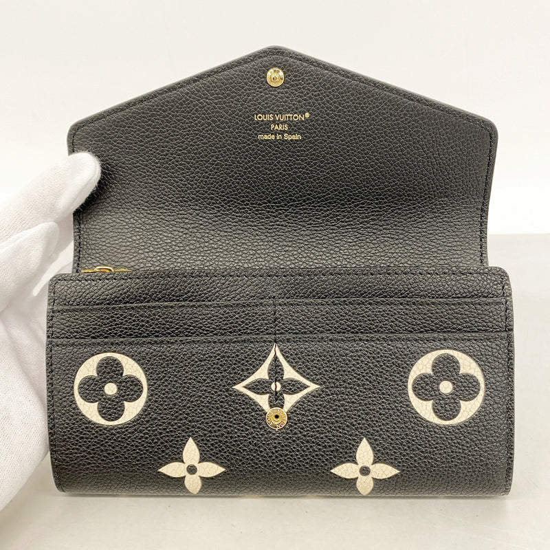 【6ie7188】ルイヴィトン 長財布 モノグラム・アンプラント バイカラー ポルトフォイユサラ M80496 ブラック ベージュ【中古】レディース