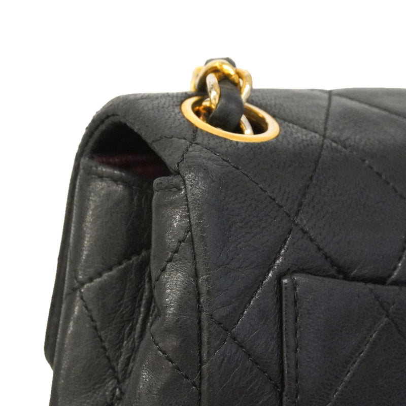 【6ie7192】シャネル ショルダーバッグ ミニマトラッセ チェーンショルダー ラムスキン ブラック ゴールド金具【中古】レディース