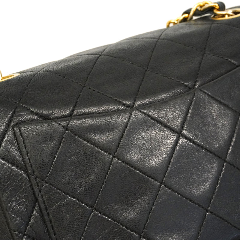 【6ie7192】シャネル ショルダーバッグ ミニマトラッセ チェーンショルダー ラムスキン ブラック ゴールド金具【中古】レディース