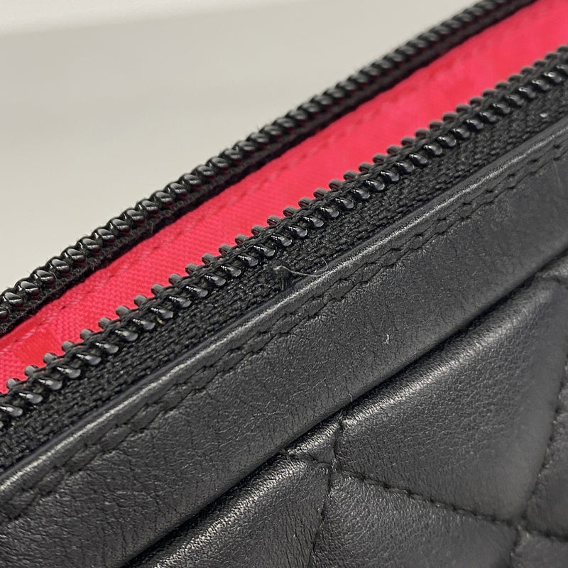 【6ie7197】シャネル ショルダーバッグ カンボン ラムスキン ブラック ホワイト シルバー金具【中古】レディース