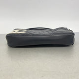 【6ie7197】シャネル ショルダーバッグ カンボン ラムスキン ブラック ホワイト シルバー金具【中古】レディース