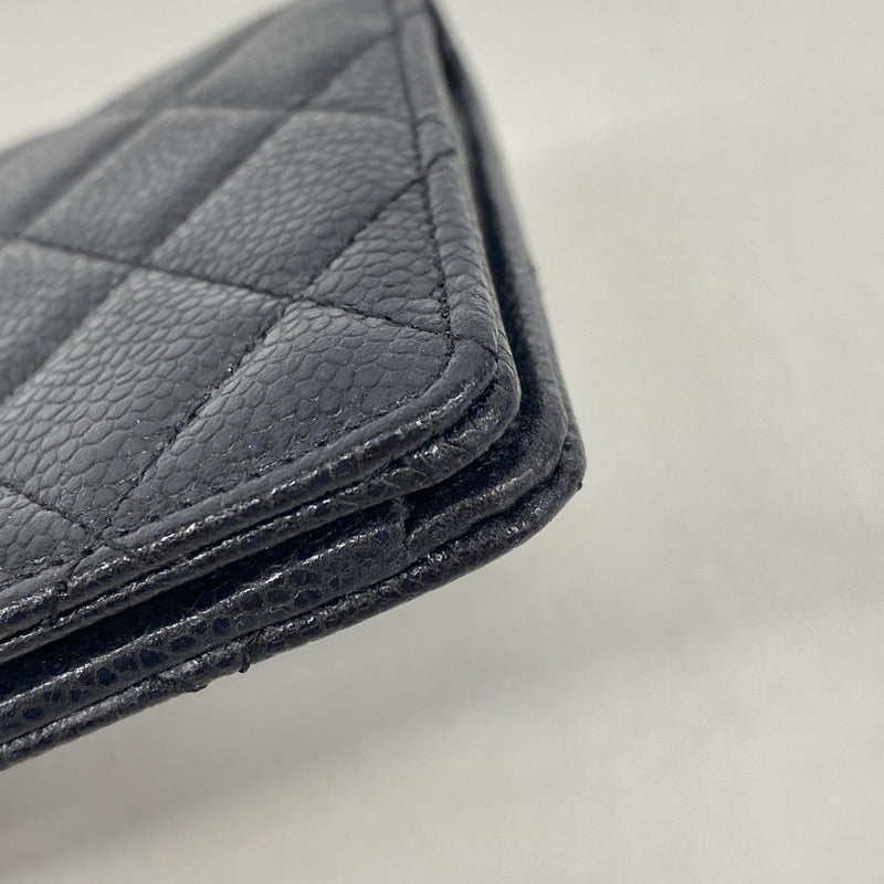 【6ie7207】シャネル 長財布 2.55 キャビアスキン ブラック シルバー金具【中古】レディース