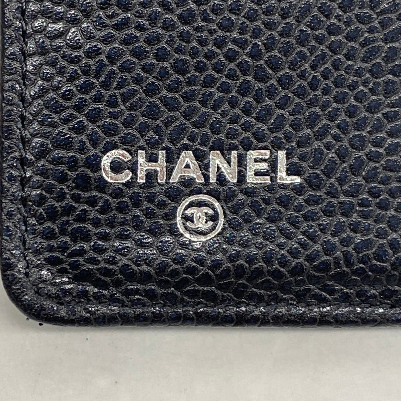 【6ie7207】シャネル 長財布 2.55 キャビアスキン ブラック シルバー金具【中古】レディース