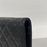 【6ie7207】シャネル 長財布 2.55 キャビアスキン ブラック シルバー金具【中古】レディース