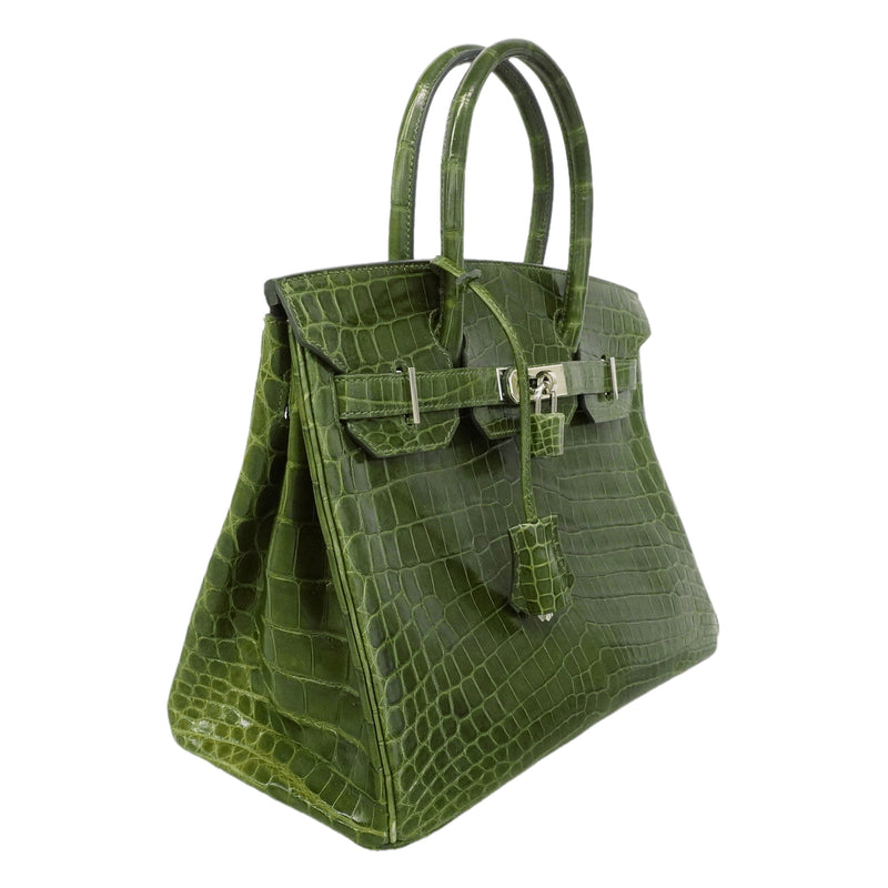 【6ie7216-g】エルメス ハンドバッグ バーキン30 ニロティカス ヴェールベンガル シルバー金具 □Q刻印【中古】レディース