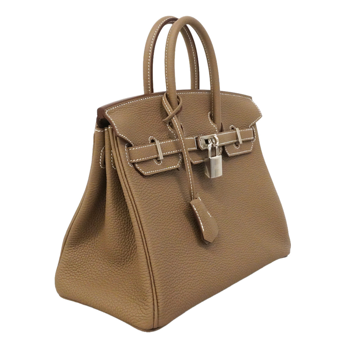 【6ie7217-g】エルメス ハンドバッグ バーキン25 トゴ エトゥープ シルバー金具 G刻印【中古】レディース