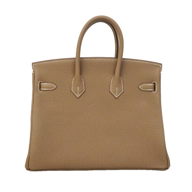 【6ie7217-g】エルメス ハンドバッグ バーキン25 トゴ エトゥープ シルバー金具 G刻印【中古】レディース