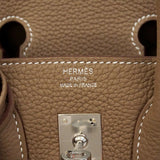 【6ie7217-g】エルメス ハンドバッグ バーキン25 トゴ エトゥープ シルバー金具 G刻印【中古】レディース