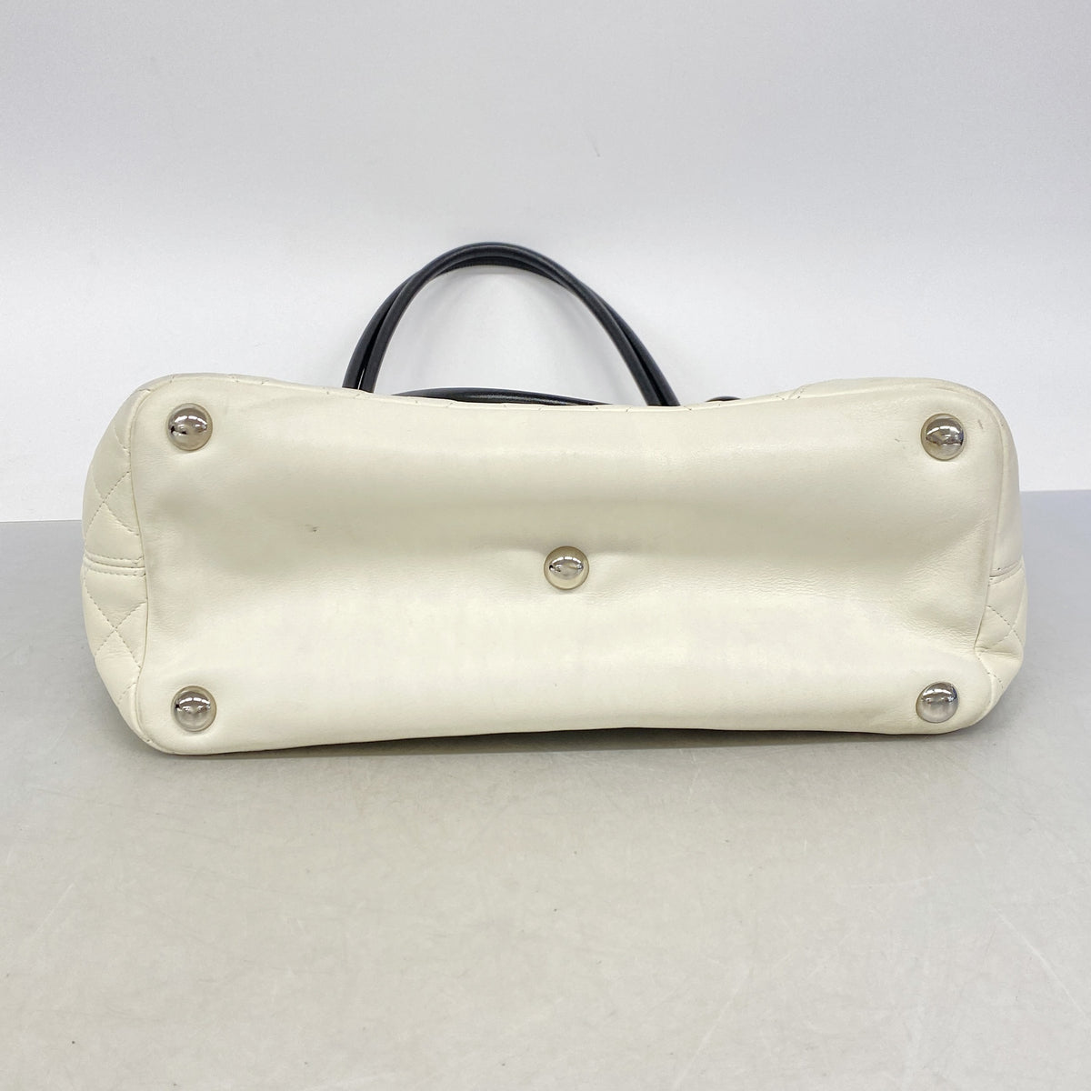 【6ie7223】シャネル トートバッグ カンボン ラムスキン パイソン ホワイト シルバー金具【中古】レディース