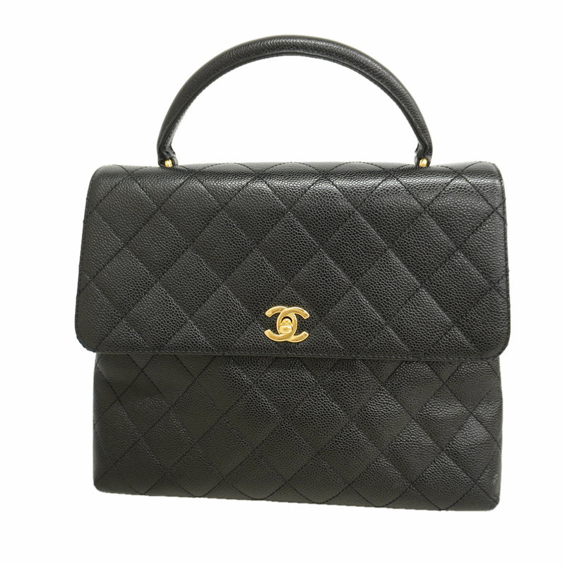 【6ie7233】シャネル ハンドバッグ マトラッセ キャビアスキン ブラック シャンパンゴールド金具【中古】レディース