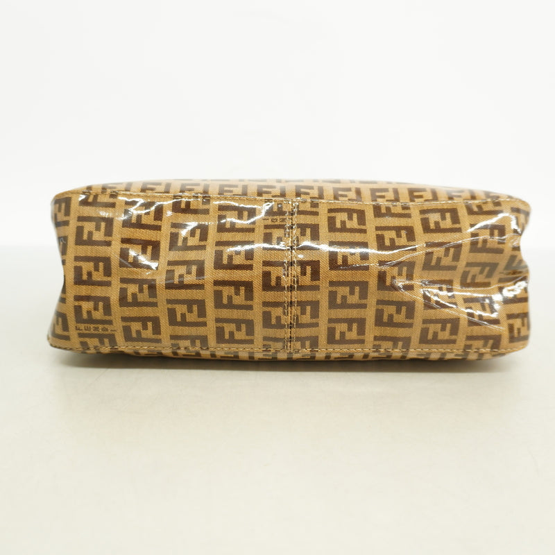 【6ie7234】フェンディ ハンドバッグ ズッキーノ コーティングキャンバス ブラウン ゴールド金具【中古】レディース