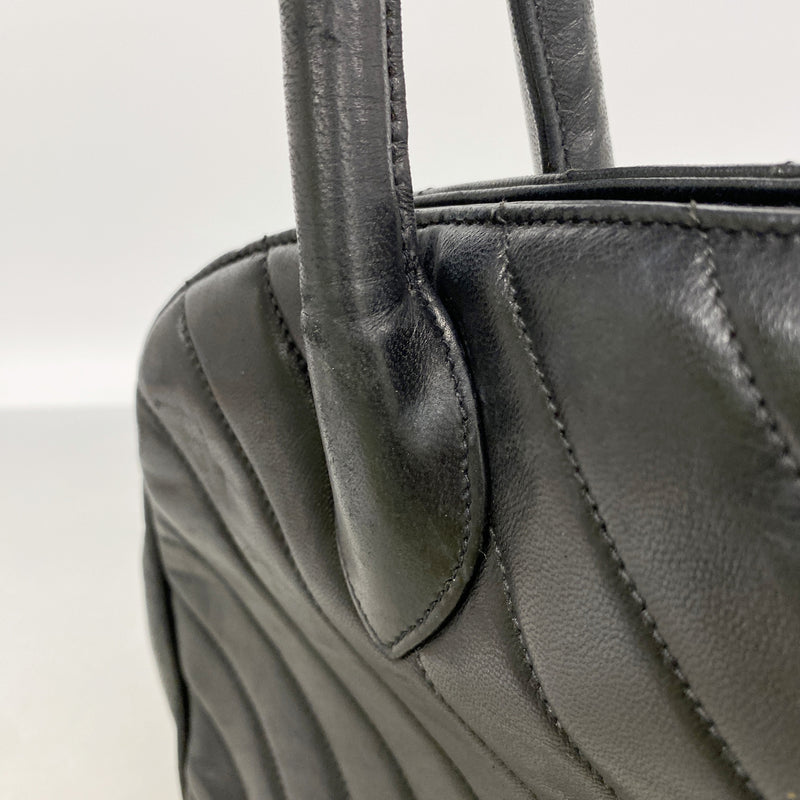 【6ie7243】シャネル トートバッグ Vステッチ ラムスキン ブラウン ゴールド金具【中古】レディース